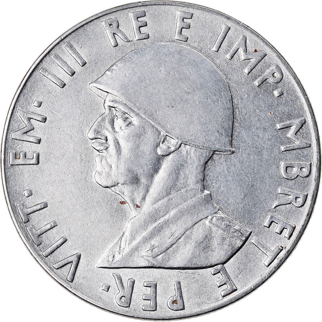 Moeda, Albânia, Vittorio Emanuele III, 2 Lek, 1939, Rome, AU(50-53), Aço