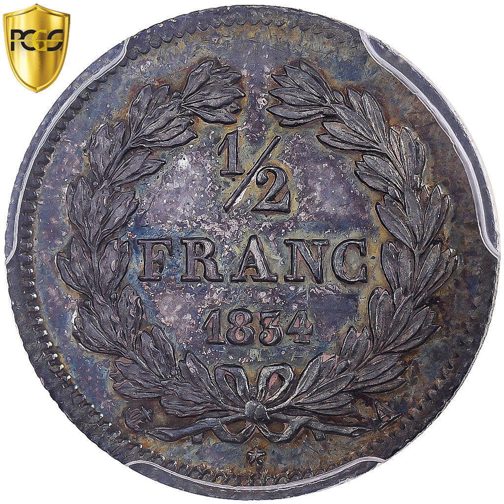 Frankrijk, Louis-Philippe I, 1/2 Franc, 1834, Paris, Zilver, PCGS, UNC Details