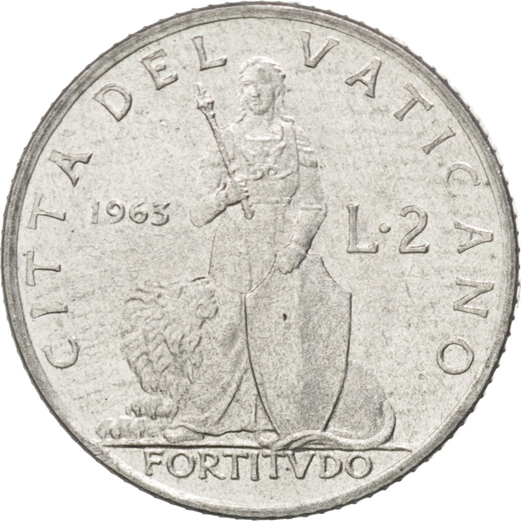 Coin, VATICAN CITY, Paul VI, 2 Lire, 1963, MS(63), Aluminum, KM:77.1