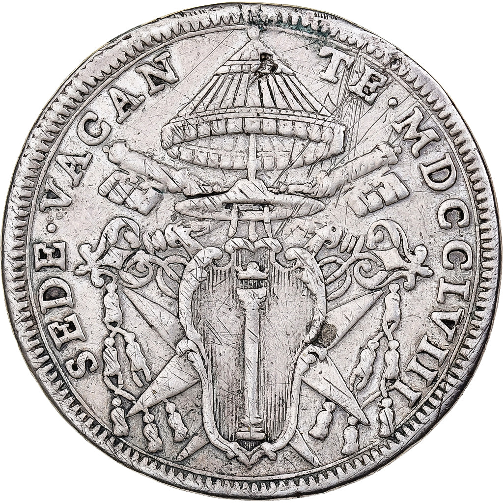 Papal States, Mezzo Scudo, Sede Vacante, 1758, Rome, Argento, MB
