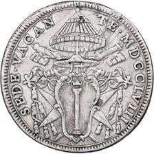 Papal States, Mezzo Scudo, Sede Vacante, 1758, Rome, Argento, MB