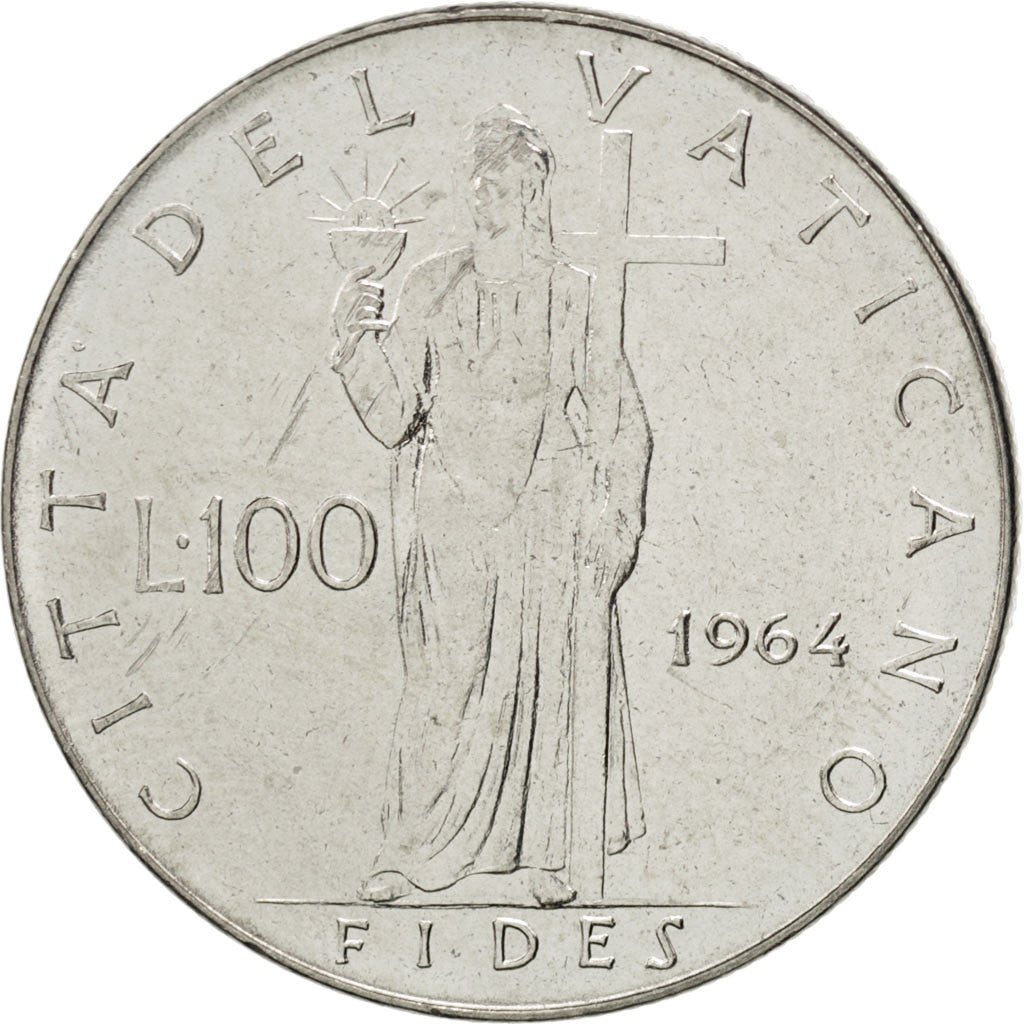 Coin, VATICAN CITY, Paul VI, 100 Lire, 1964, MS(63), Stainless Steel, KM:82.2
