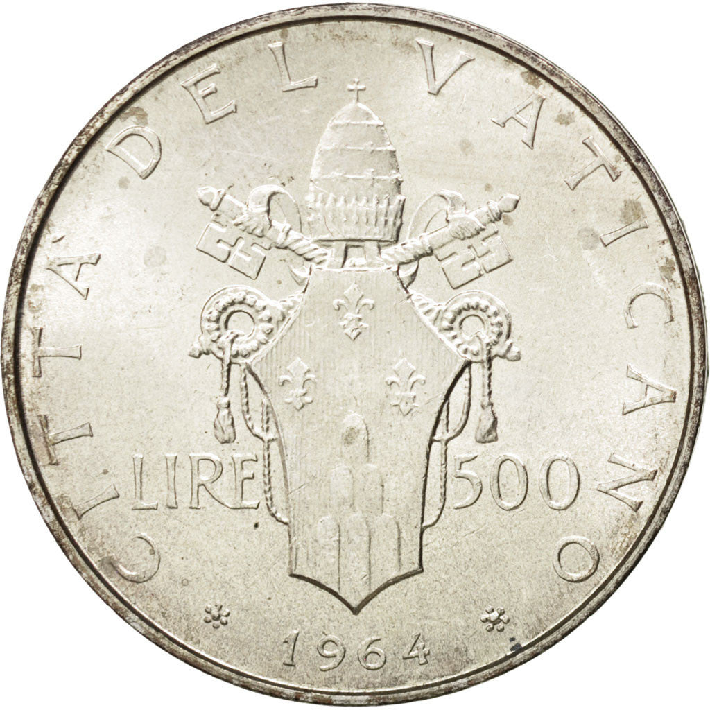 Coin, VATICAN CITY, Paul VI, 500 Lire, 1964, MS(63), Silver, KM:83.2