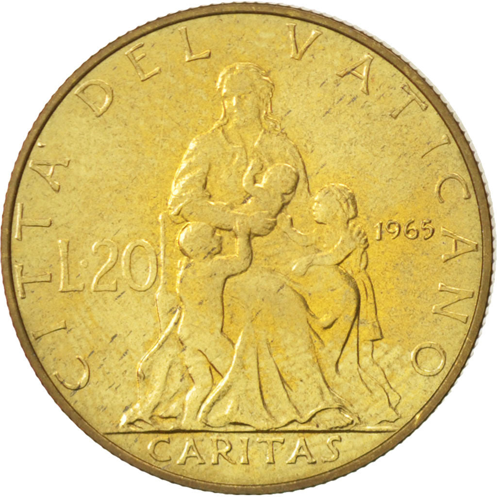 Coin, VATICAN CITY, Paul VI, 20 Lire, 1965, MS(63), Aluminum-Bronze, KM:80.2