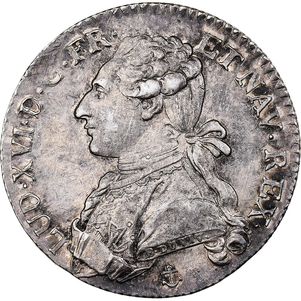 Francia, Louis XVI, 1/5 Écu aux branches d'olivier, 1788, La Rochelle, Plata