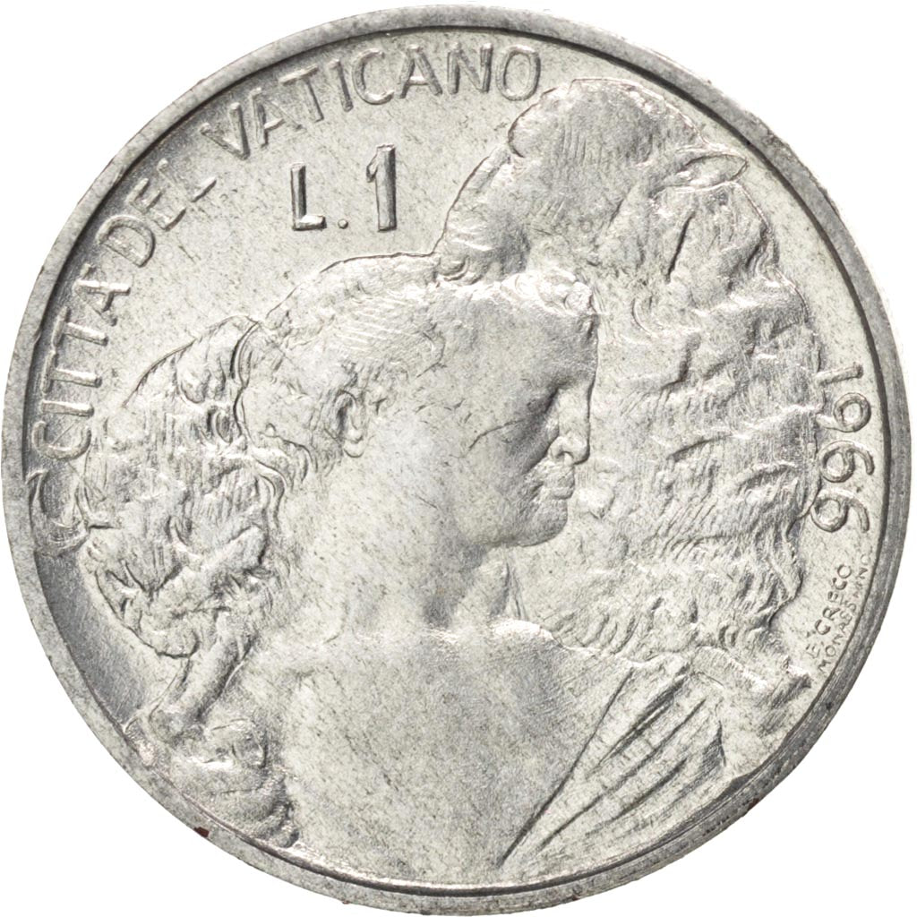 Coin, VATICAN CITY, Paul VI, Lira, 1966, MS(63), Aluminum, KM:84