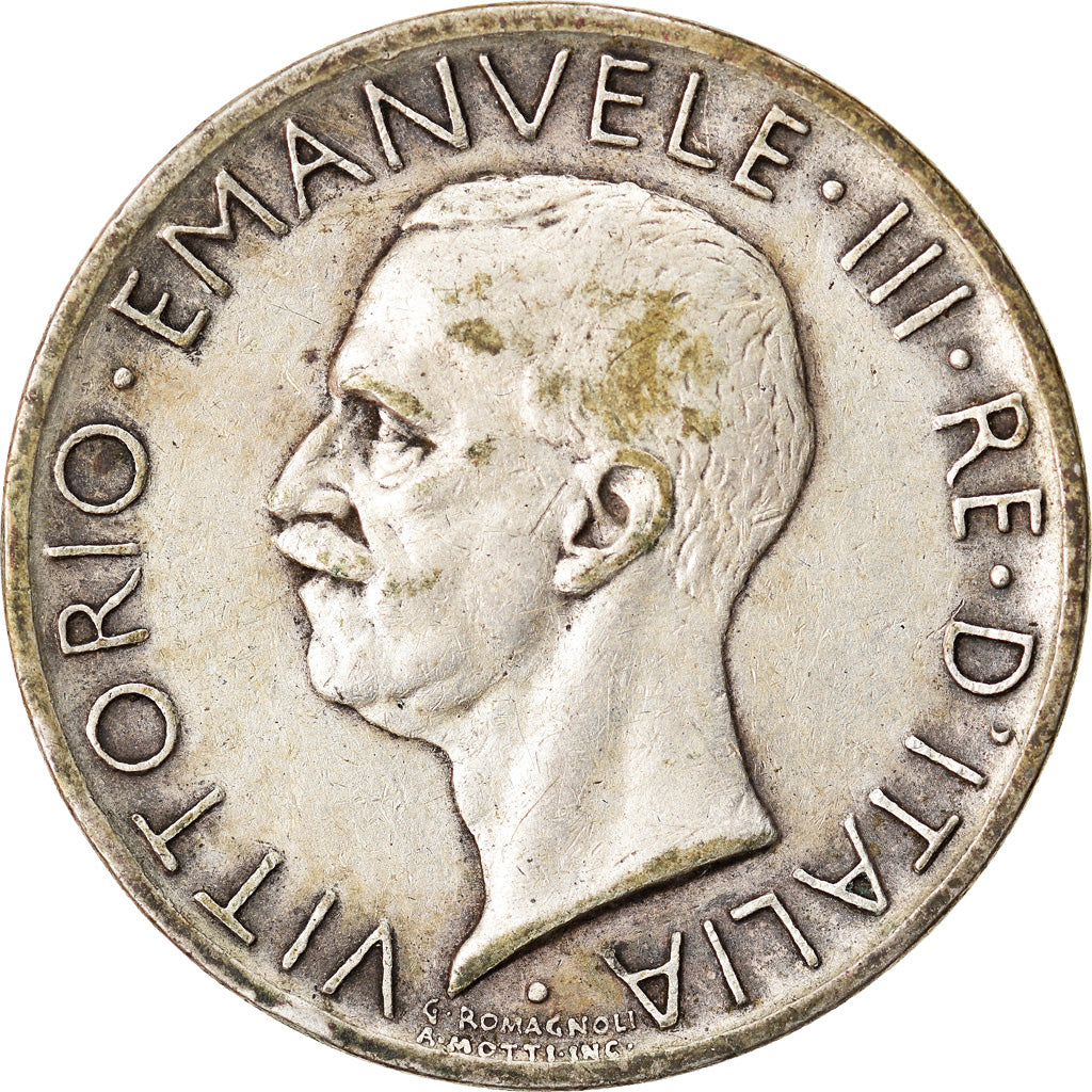 Moneta, Włochy, Vittorio Emanuele III, 5 Lire, 1929, Rome, VF(30-35), Srebro