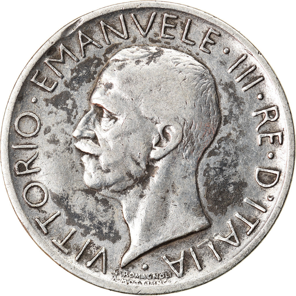 Coin, Italy, Vittorio Emanuele III, 5 Lire, 1929, Rome, VF(30-35), Silver