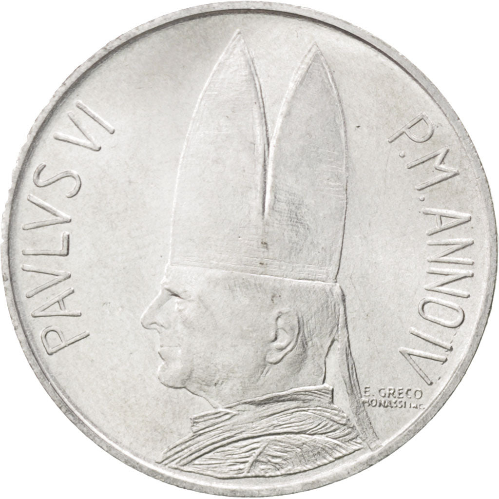 Coin, VATICAN CITY, Paul VI, 10 Lire, 1966, MS(63), Aluminum, KM:87