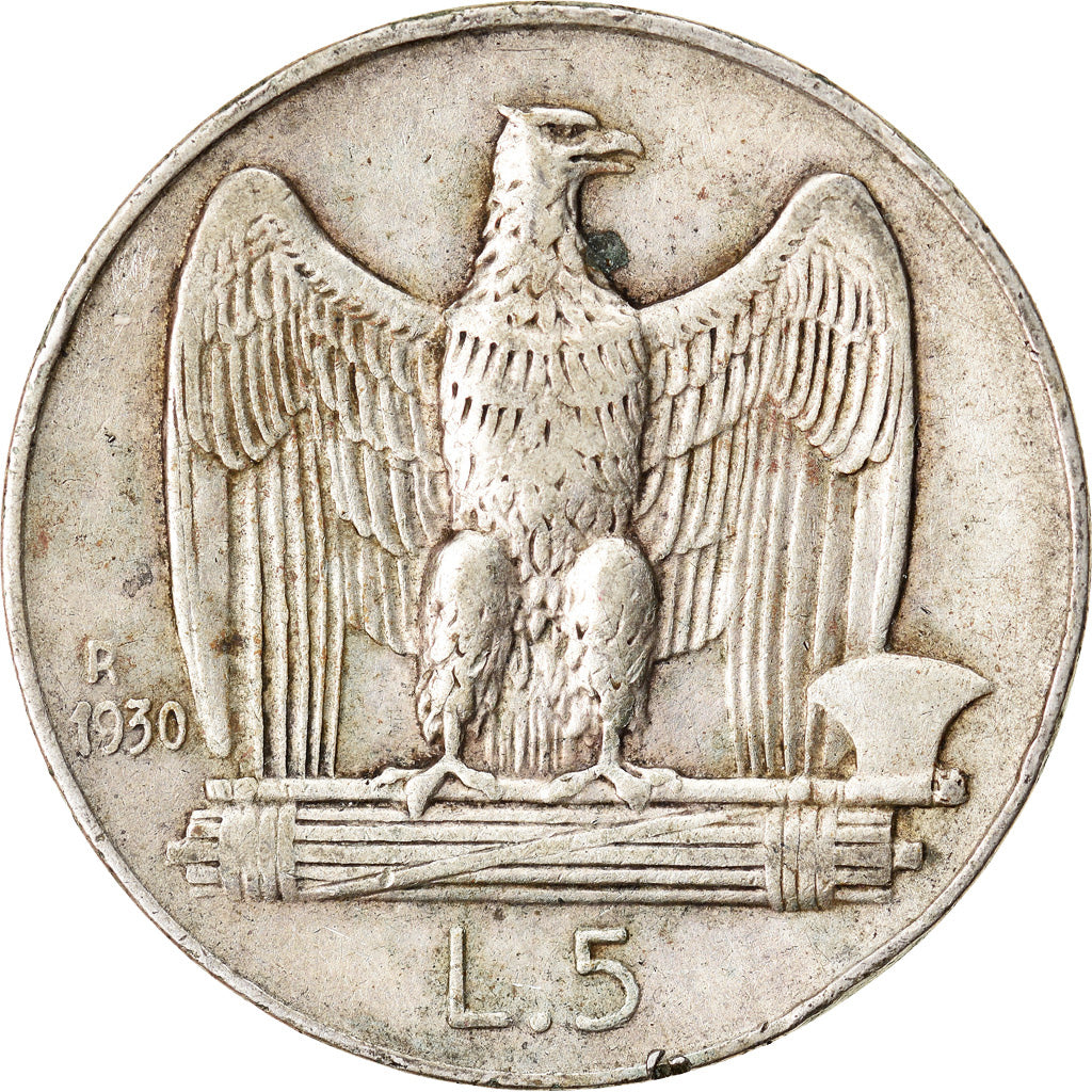 Coin, Italy, Vittorio Emanuele III, 5 Lire, 1930, Rome, VF(30-35), Silver