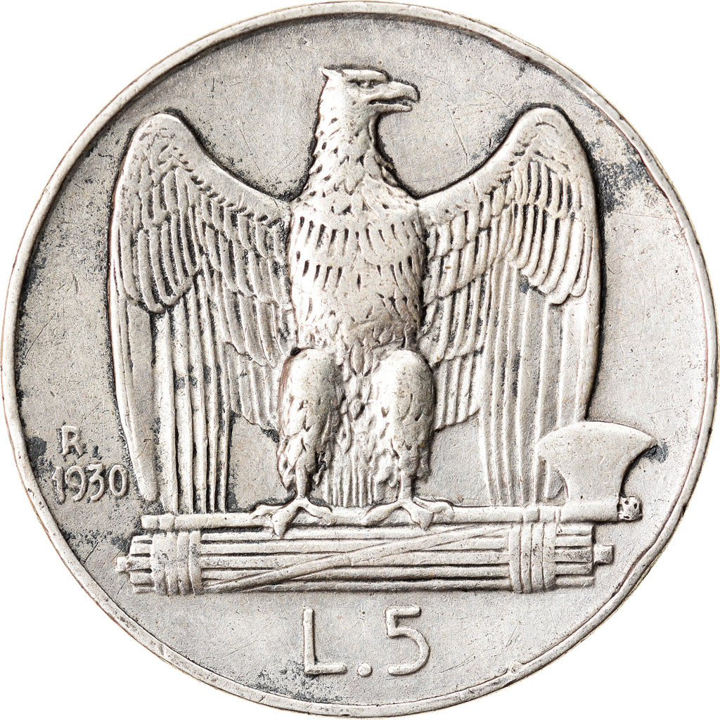 Coin, Italy, Vittorio Emanuele III, 5 Lire, 1930, Rome, EF(40-45), Silver