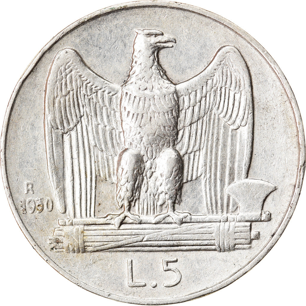Coin, Italy, Vittorio Emanuele III, 5 Lire, 1930, Rome, EF(40-45), Silver