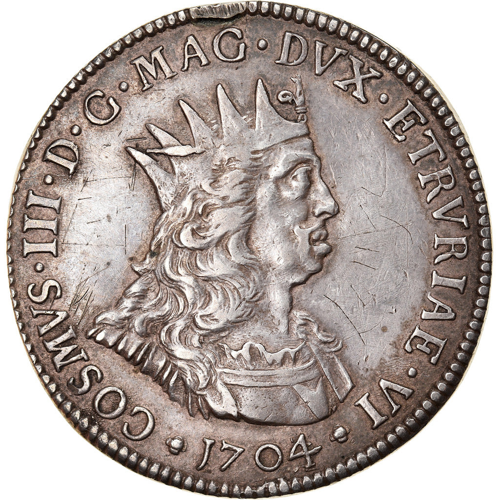 Grand Duchy of Tuscany, Cosimo III, Tollero, 1704, Livorno, Zilver, ZF, KM:16.5