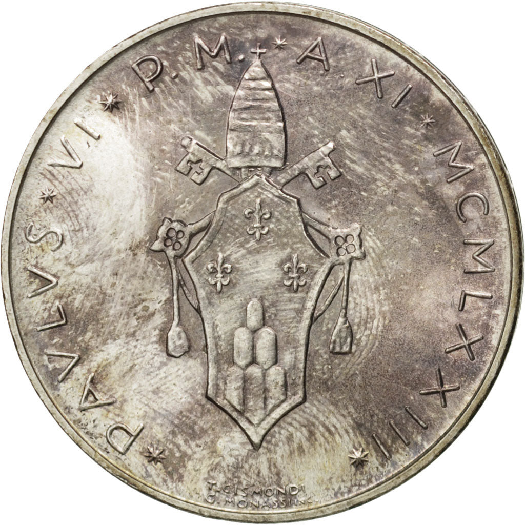 Coin, VATICAN CITY, Paul VI, 500 Lire, 1973, MS(63), Silver, KM:123