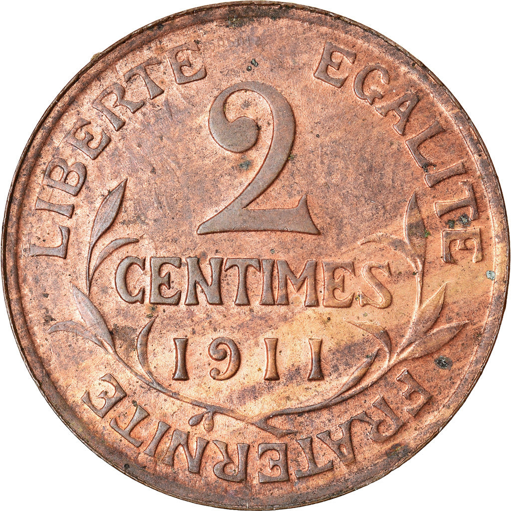 Moneda, Francia, Dupuis, 2 Centimes, 1911, Paris, FDC, Bronce, KM:841