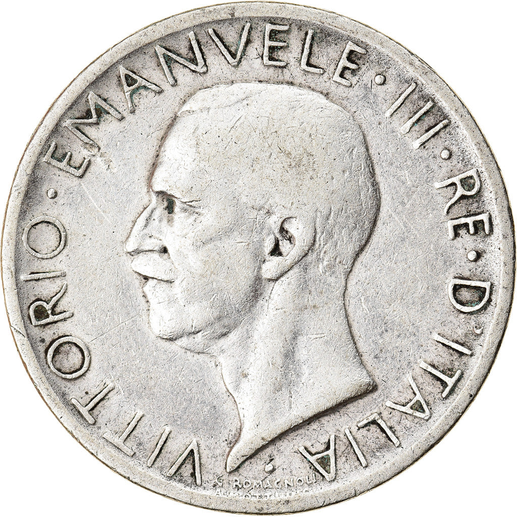 Moeda, Itália, Vittorio Emanuele III, 5 Lire, 1927, Rome, VF(30-35), Prata