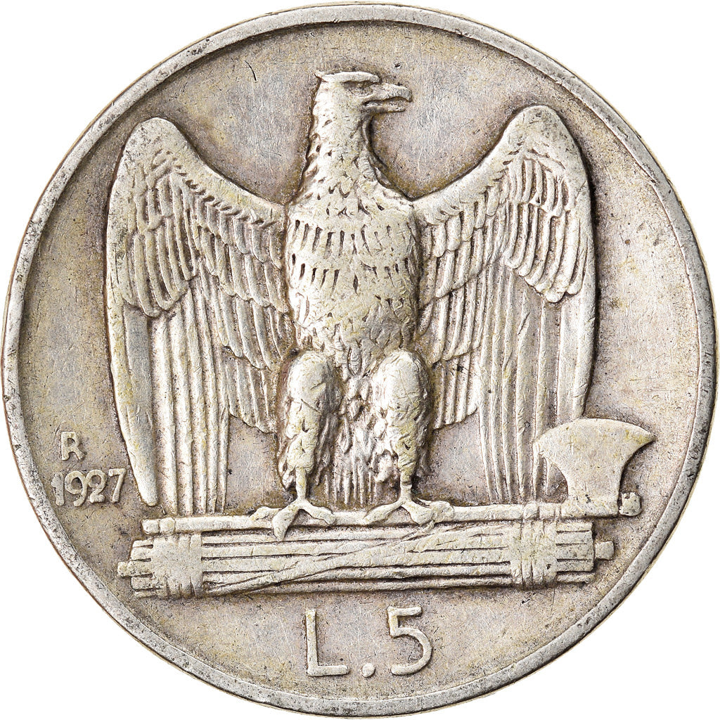 Coin, Italy, Vittorio Emanuele III, 5 Lire, 1927, Rome, VF(30-35), Silver
