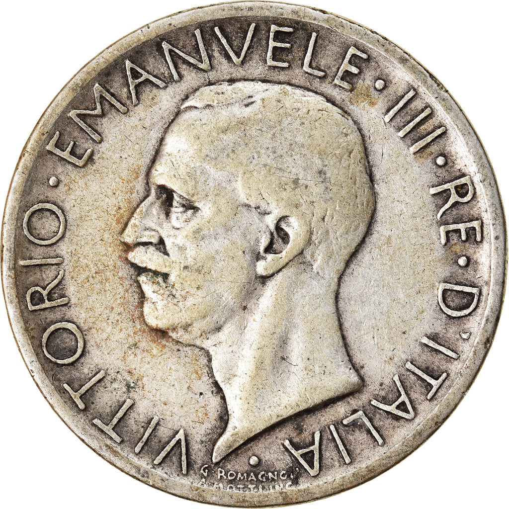 Moeda, Itália, Vittorio Emanuele III, 5 Lire, 1927, Rome, VF(30-35), Prata