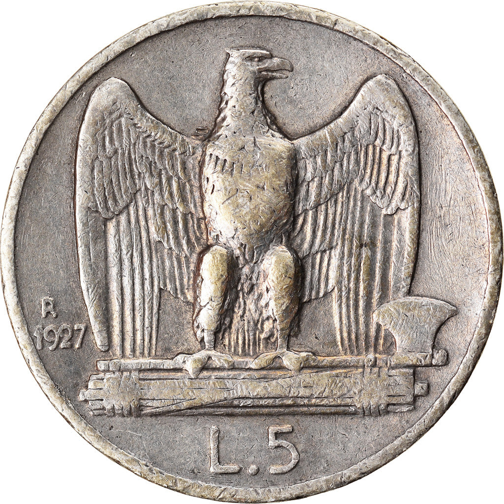 Moeda, Itália, Vittorio Emanuele III, 5 Lire, 1927, Rome, VF(30-35), Prata