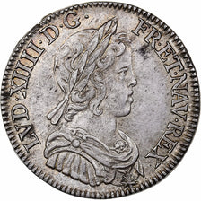 France, Louis XIV, 1/4 Écu à la mèche courte, 1643, Paris, réformé, Argent