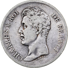 Francia, Charles X, 5 Francs, 1825, Marseille, Argento, MB+, Gadoury:644