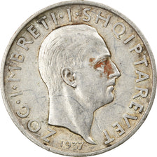 Albanie, Zog I, Frang Ar, 1937, Rome, Argent, TTB