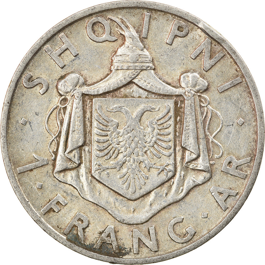 Albania, Zog I, Frang Ar, 1937, Rome, Silver, AU(50-53)