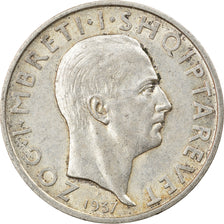 Albanie, Zog I, Frang Ar, 1937, Rome, Argent, SUP