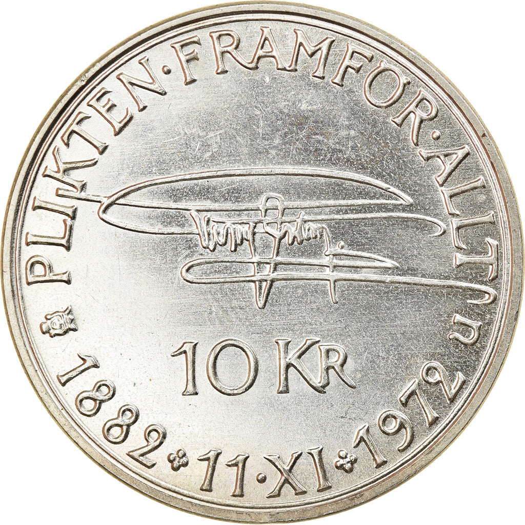 Moneta, Szwecja, Gustaf VI, 10 Kronor, 1972, MS(63), Srebro, KM:847