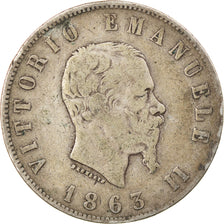 Monnaie, Italie, Vittorio Emanuele II, 2 Lire, 1863, Naples, TB, Argent, KM:6a.1