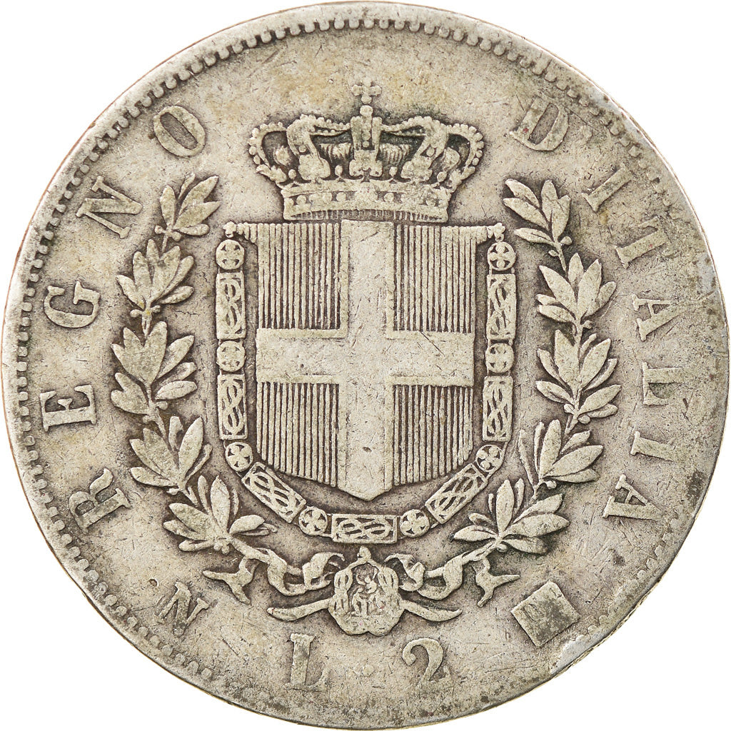 Moneda, Italia, Vittorio Emanuele II, 2 Lire, 1863, Naples, BC+, Plata, KM:6a.1