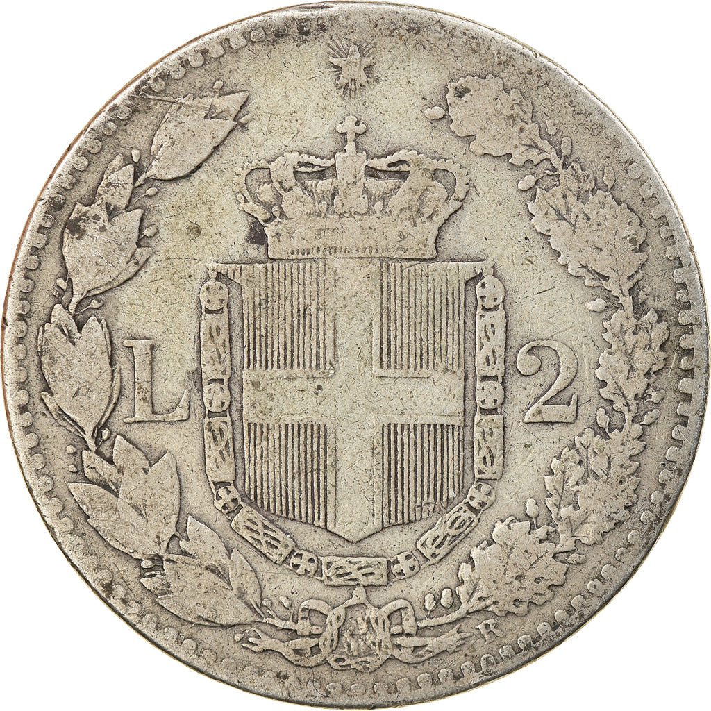 Moeda, Itália, Umberto I, 2 Lire, 1887, Rome, VF(20-25), Prata, KM:23