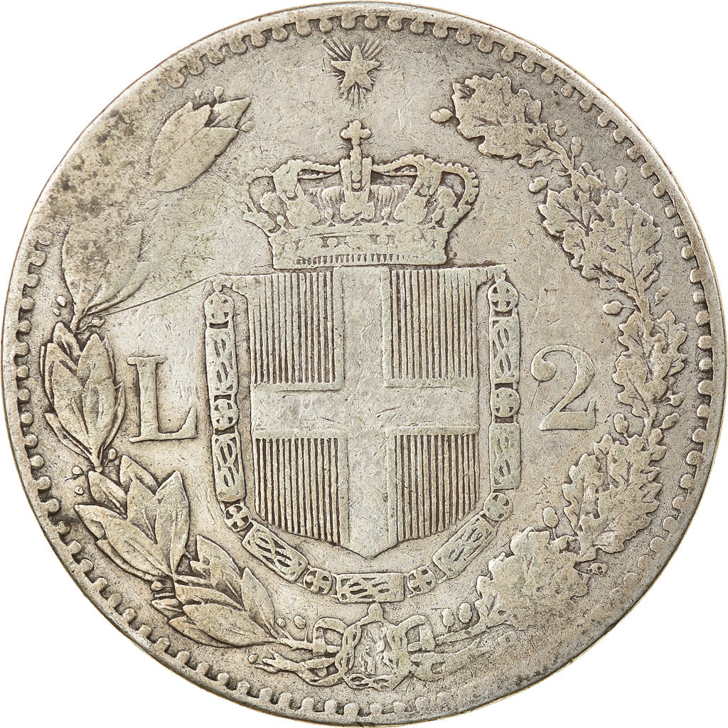 Münze, Italien, Umberto I, 2 Lire, 1887, Rome, S, Silber, KM:23