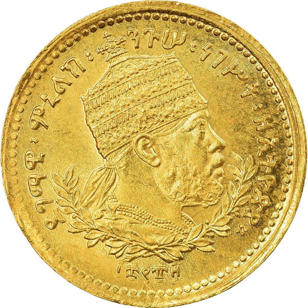 Éthiopie, Menelik II, 1/4 Werk, 1897, Paris, Or, SUP, KM:16