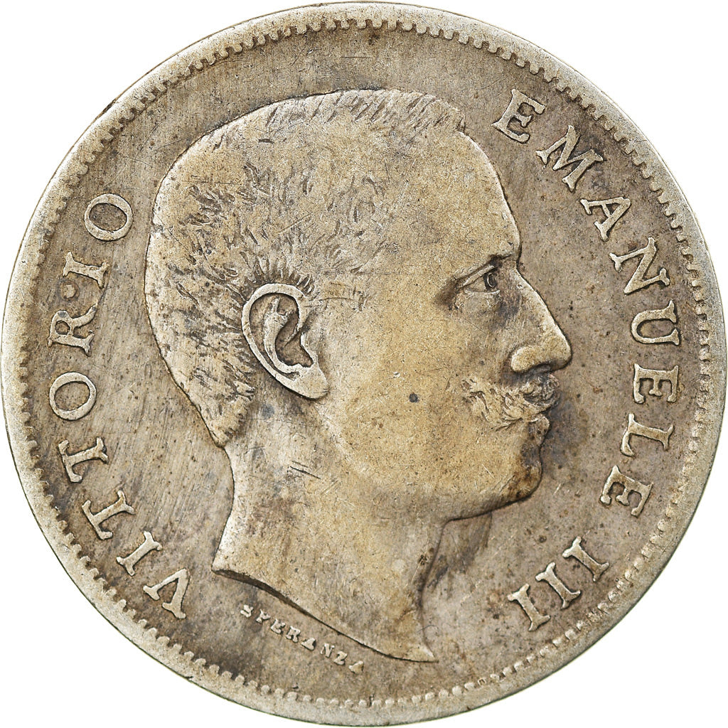 Coin, Italy, Vittorio Emanuele III, Lira, 1907, Rome, VF(30-35), Silver, KM:32