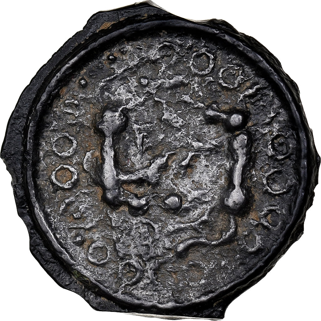 Meldi, Potin aux animaux affrontés, 1st century BC, Potin, S+, Delestrée:213A