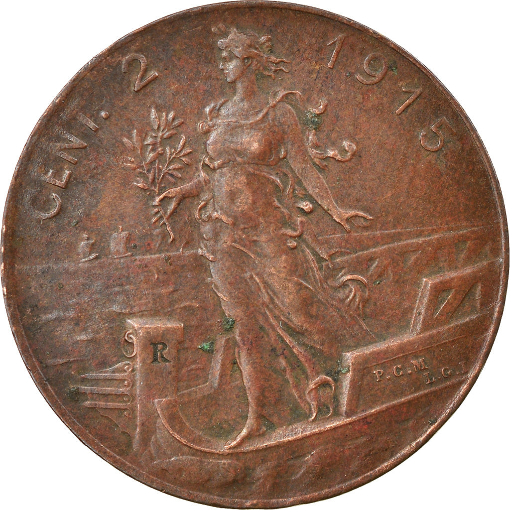 Coin, Italy, Vittorio Emanuele III, 2 Centesimi, 1915, Rome, AU(50-53), Bronze