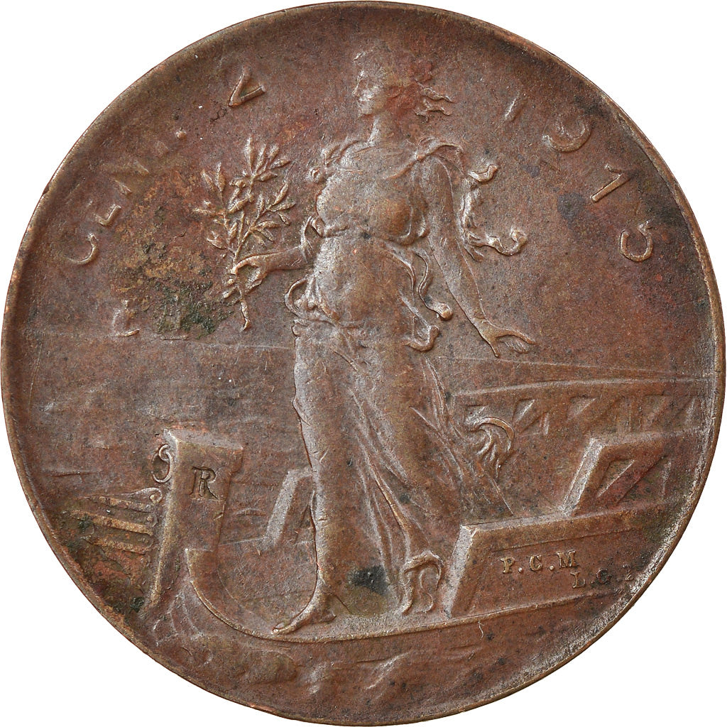 Moneda, Italia, Vittorio Emanuele III, 2 Centesimi, 1915, Rome, MBC+, Bronce