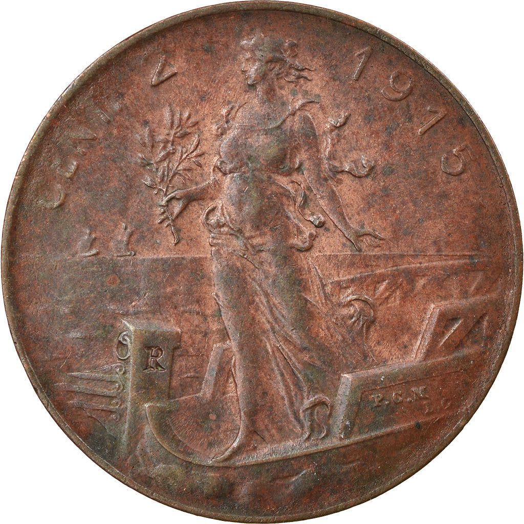 Moneda, Italia, Vittorio Emanuele III, 2 Centesimi, 1915, Rome, MBC+, Bronce