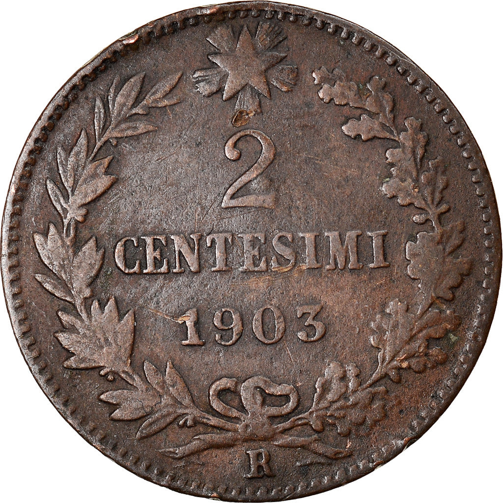 Moneta, Italia, Vittorio Emanuele III, 2 Centesimi, 1903, Rome, MB, Bronzo