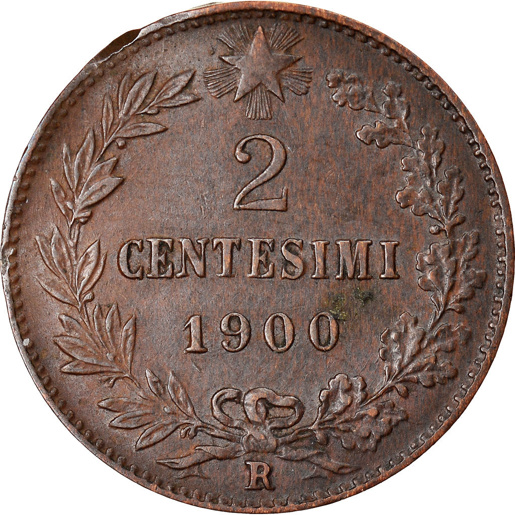 Moneda, Italia, Umberto I, 2 Centesimi, 1900, Rome, MBC+, Cobre, KM:30