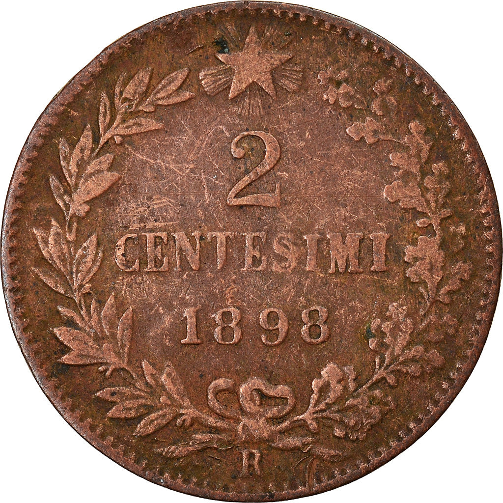 Moneta, Włochy, Umberto I, 2 Centesimi, 1898, Rome, VF(30-35), Miedź, KM:30