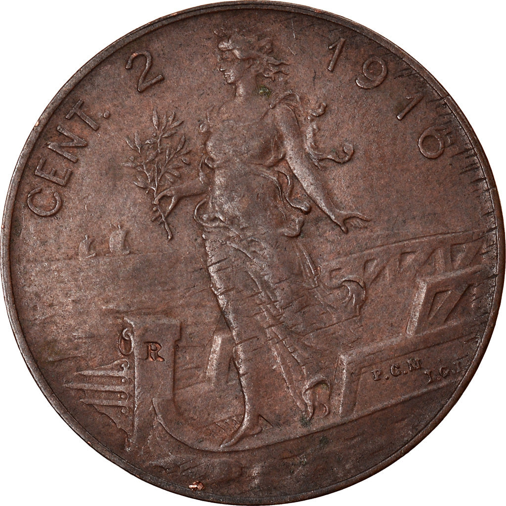 Munten, Italië, Vittorio Emanuele III, 2 Centesimi, 1916, Rome, PR, Bronze