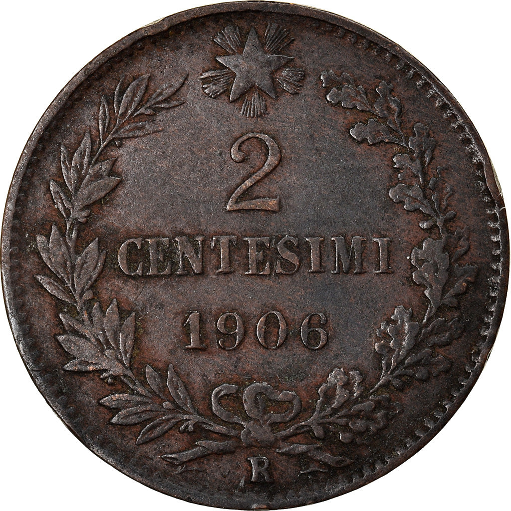 Moneda, Italia, Vittorio Emanuele III, 2 Centesimi, 1906, Rome, MBC+, Bronce