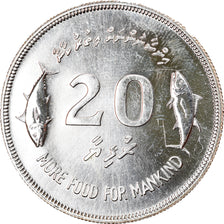Moneda, ISLAS MALDIVAS, 20 Rufiyaa, 1977, FDC, Plata, KM:56