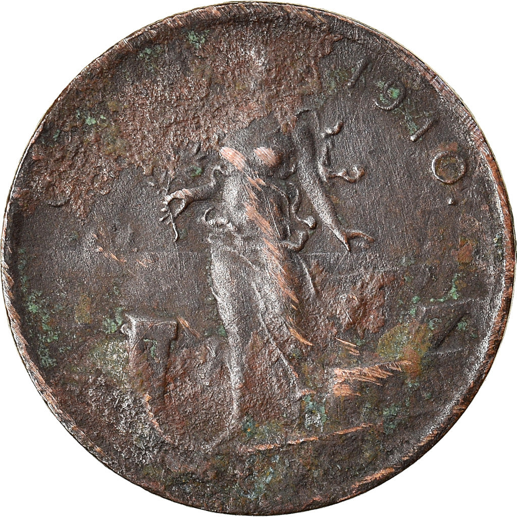 Moneta, Italia, Vittorio Emanuele III, Centesimo, 1910, Rome, MB+, Bronzo, KM:40