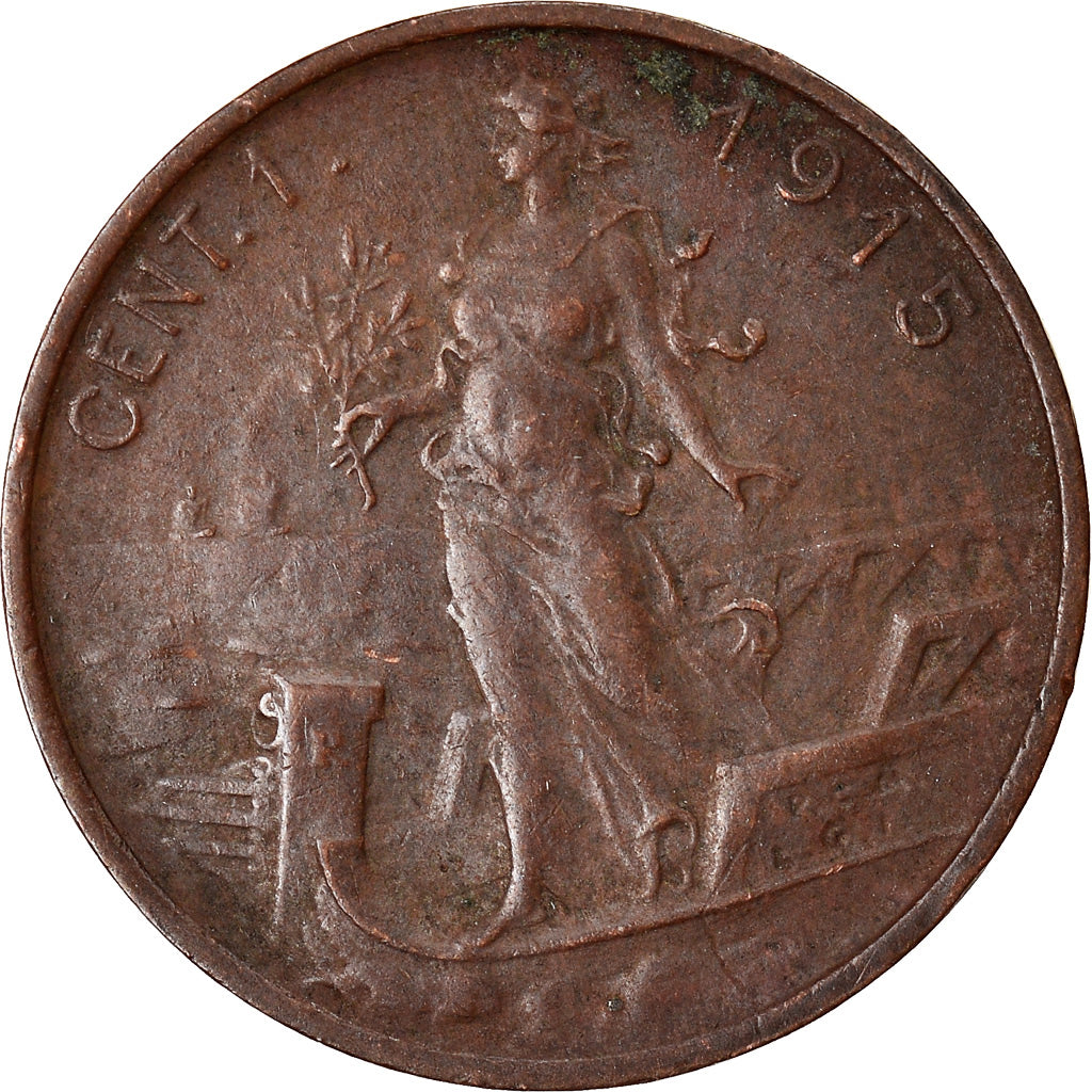 Moeda, Itália, Vittorio Emanuele III, Centesimo, 1915, Rome, AU(50-53), Bronze