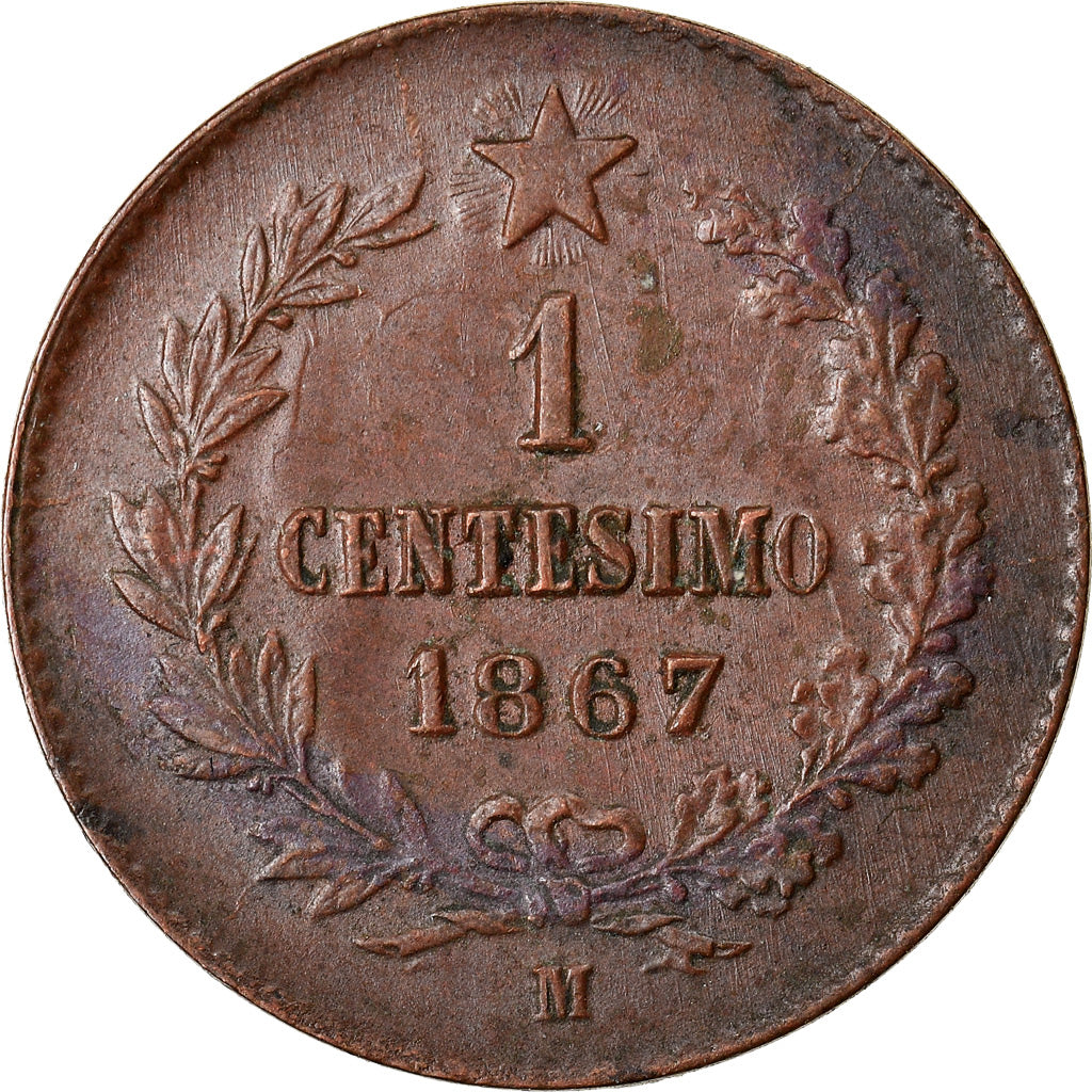Moneta, Italia, Vittorio Emanuele II, Centesimo, 1867, Milan, BB+, Rame, KM:1.1