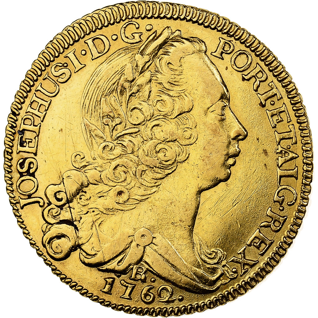 Brasile, Jose I, 6400 Reis, 1762, Rio de Janeiro, Oro, BB+, KM:172.2