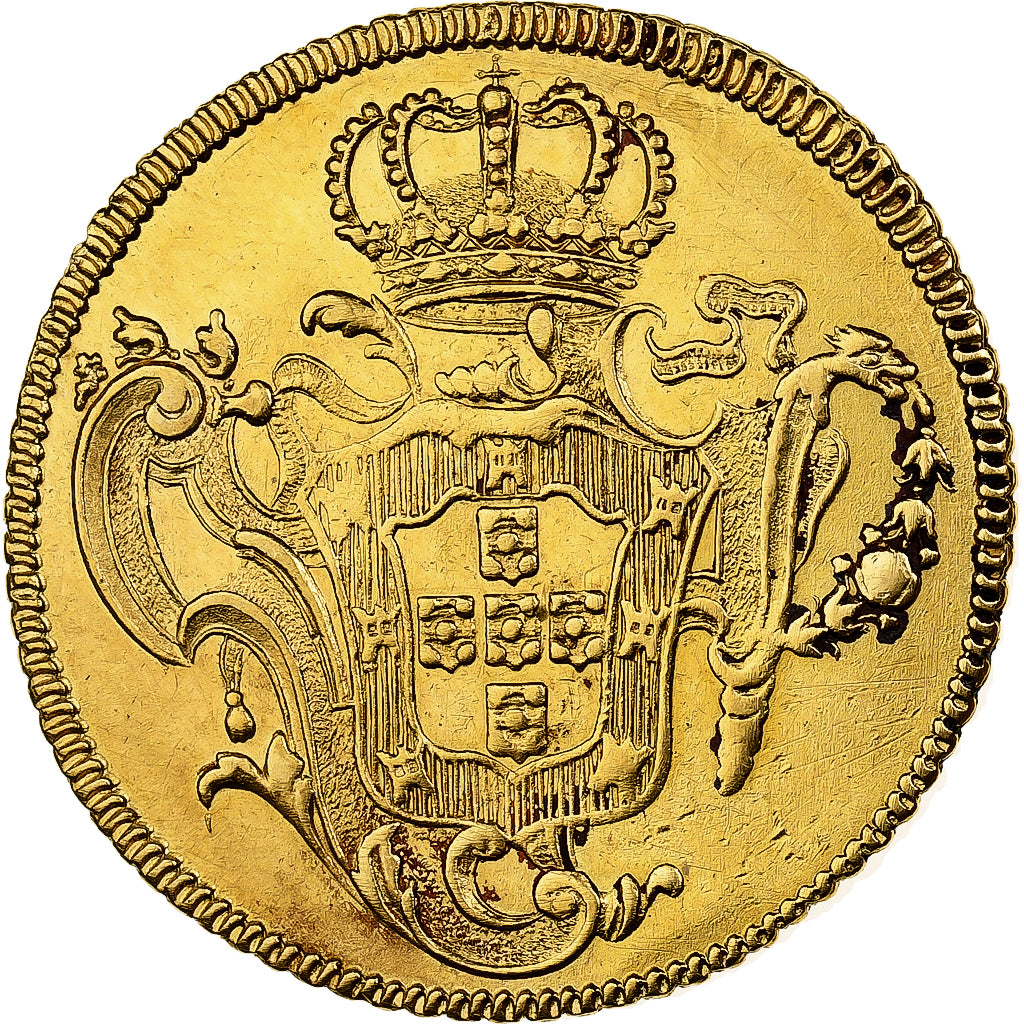 Brasile, Jose I, 6400 Reis, 1762, Rio de Janeiro, Oro, BB+, KM:172.2